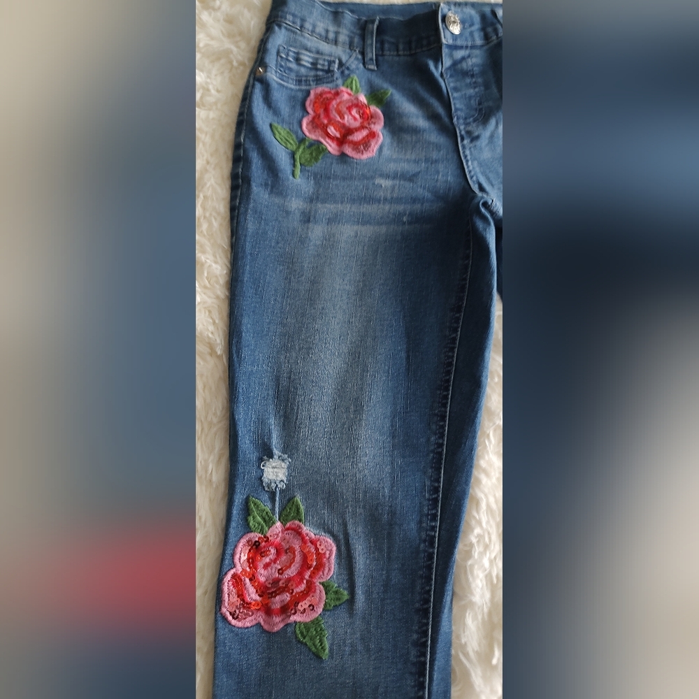 Justice Women's Blue Skinny Jeans Legging Pull On - Picture 4 of 6